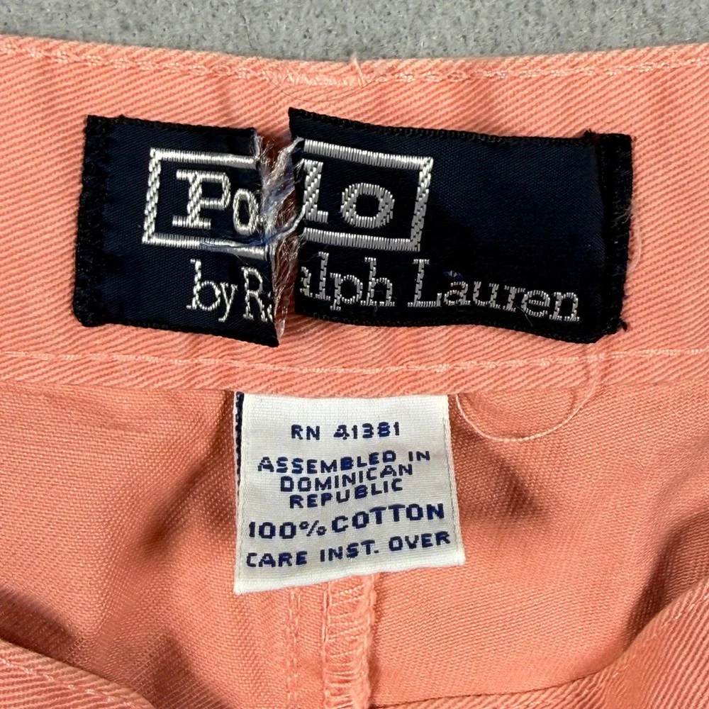 Polo Ralph Lauren Mens Pleated Chino Shorts Salmon Pink Cotton 32/33
